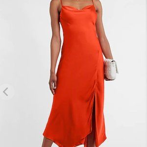 Express Satin Cowl Neck Maxi Slip Dress